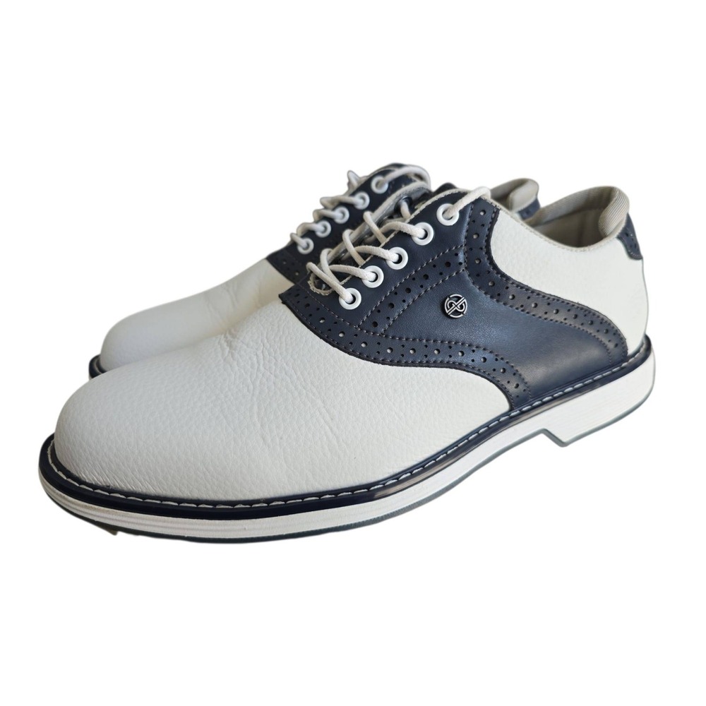 GoatingPlayer G3 Men's Pro Spikeless Golf Shoes White Navy Leather Size 9 EUC